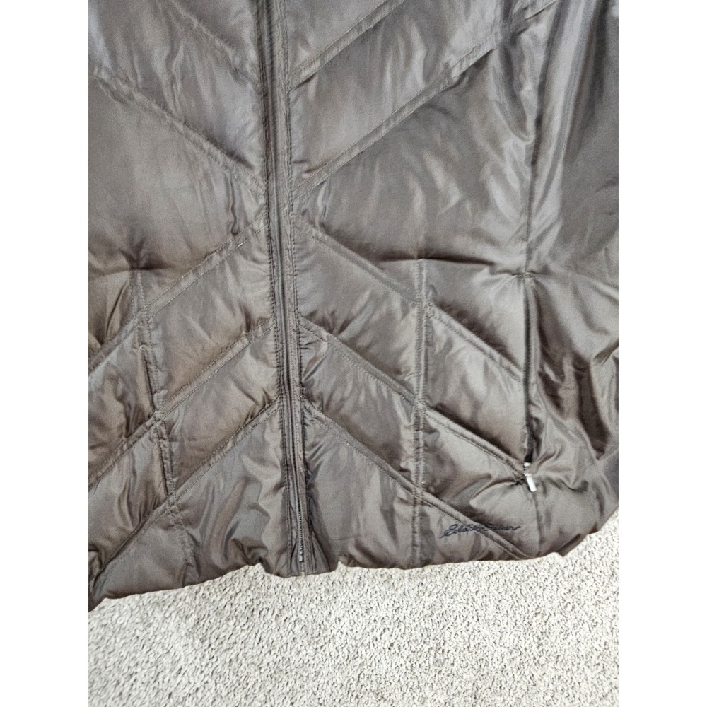 Eddie Bauer Premium Goose Down Brown Puffer Quilted Jacket Coat Women's XL - Picture 14 of 14